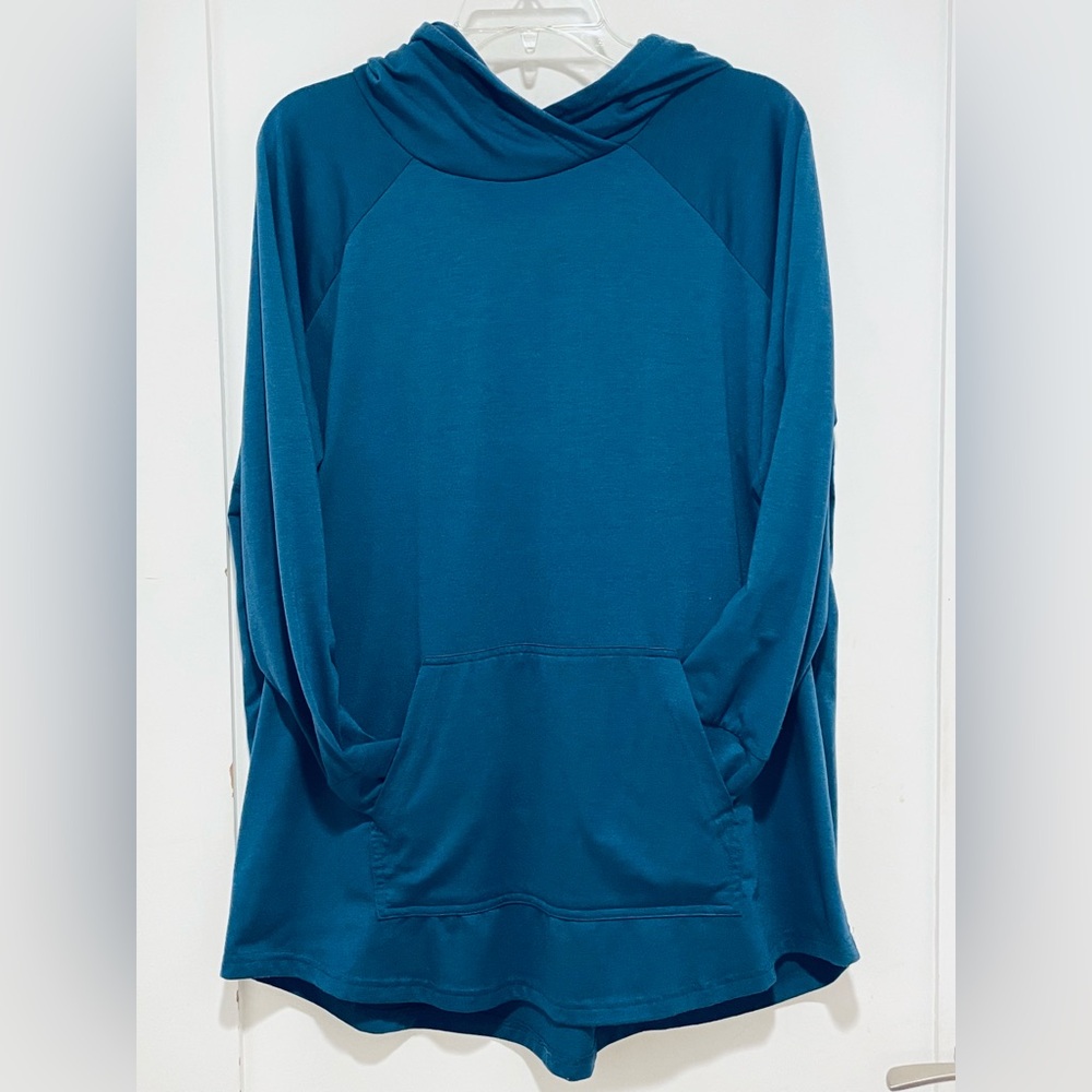 🎈3/$39 LuLaRoe “Amber” Teal Turquoise Blue Pullover Hoodie | Kangaroo Pocket